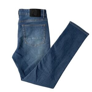 Vintage Genes Black Mens Slim Fit Jeans Blue Medium Wash Stretch 32x32 Casual